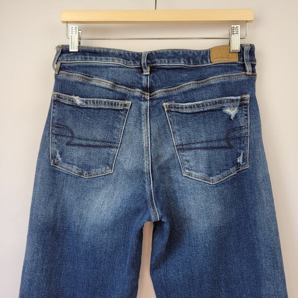 American Eagle Outfitters Wide Leg Crop Jeans Dark Wash Size 6 - Picture 5 of 13